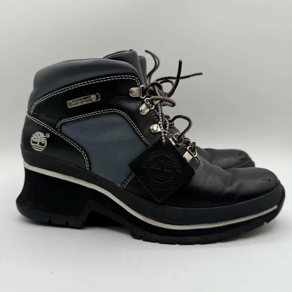 Timberland Womens Size 9 Lace Up Ankle Hiking Boots Black/Navy Waterproof